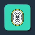 Filled outline Fingerprint icon isolated on blue background. ID app icon. Identification sign. Touch id. Turquoise
