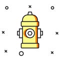 Filled outline Fire hydrant icon isolated on white background. Flat filled outline style with shadow. Vector Royalty Free Stock Photo