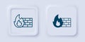 Filled and outline Firewall, security wall icon isolated on grey background. Square button. Vector Royalty Free Stock Photo