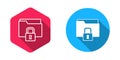 Filled and outline Folder and lock icon isolated with long shadow background. Closed folder and padlock. Security