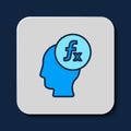 Filled outline Function mathematical symbol icon isolated on blue background. Vector
