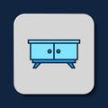 Filled outline Furniture nightstand icon isolated on blue background. Vector