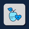 Filled outline Healthy fruit icon isolated on blue background. Vector