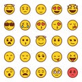 Filled outline icons for emoticon emojis.