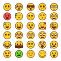 Filled outline icons for emoticon emojis.