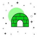 Filled outline Igloo ice house icon isolated on white background. Snow home, Eskimo dome-shaped hut winter shelter, made