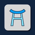 Filled outline Japan Gate icon isolated on blue background. Torii gate sign. Japanese traditional classic gate symbol