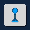 Filled outline Joystick for arcade machine icon isolated on blue background. Joystick gamepad. Vector