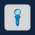 Filled outline Joystick for arcade machine icon isolated on blue background. Joystick gamepad. Vector