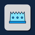 Filled outline King crown icon isolated on blue background. Vector
