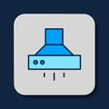 Filled outline Kitchen extractor fan icon isolated on blue background. Cooker hood. Kitchen exhaust. Household appliance