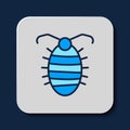 Filled outline Larva insect icon isolated on blue background. Vector