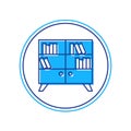 Filled outline Library bookshelf icon isolated on white background. Vector