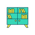 Filled outline Library bookshelf icon isolated on white background. Vector