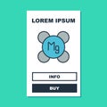 Filled outline Magnesium chemical element icon isolated on isolated on turquoise background. Vector Royalty Free Stock Photo