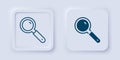Filled and outline Magnifying glass icon isolated on grey background. Search, focus, zoom, business symbol. Square