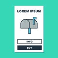 Filled outline Mail box icon isolated on turquoise background. Mailbox icon. Mail postbox on pole with flag. Vector Royalty Free Stock Photo