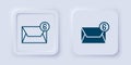 Filled and outline Mail and e-mail icon isolated on grey background. Envelope symbol e-mail. Email message sign. Square
