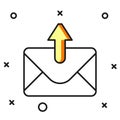 Filled outline Mail and e-mail icon isolated on white background. Envelope symbol e-mail. Email message sign. Flat