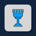 Filled outline Medieval goblet icon isolated on blue background. Holy grail. Vector