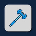 Filled outline Medieval poleaxe icon isolated on blue background. Vector