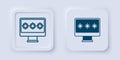 Filled and outline Monitor with password notification icon isolated on grey background. Security, personal access, user