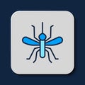 Filled outline Mosquito icon isolated on blue background. Vector