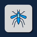 Filled outline Mosquito icon isolated on blue background. Vector