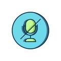 Filled outline Mute microphone icon isolated on white background. Microphone audio muted. Flat filled outline style with