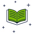 Filled outline Open book icon isolated on white background. Vector Royalty Free Stock Photo
