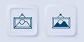 Filled and outline Picture landscape icon isolated on grey background. Square button. Vector