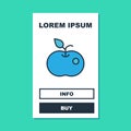 Filled outline Poison apple icon isolated on turquoise background. Poisoned witch apple. Vector