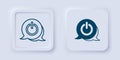 Filled and outline Power button icon isolated on grey background. Start sign. Square button. Vector