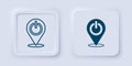 Filled and outline Power button icon isolated on grey background. Start sign. Square button. Vector Royalty Free Stock Photo