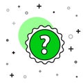 Filled outline Question mark icon isolated on white background. FAQ sign. Copy files, chat speech bubble and chart
