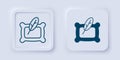 Filled and outline Rectangular pillow icon isolated on grey background. Cushion sign. Orthopedic pillow. Square button