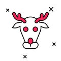 Filled outline Reindeer icon isolated on white background. Merry Christmas and Happy New Year. Vector