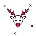 Filled outline Reindeer icon isolated on white background. Merry Christmas and Happy New Year. Vector