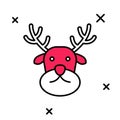 Filled outline Reindeer icon isolated on white background. Merry Christmas and Happy New Year. Vector