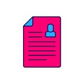 Filled outline Resume icon isolated on white background. CV application. Searching professional staff. Analyzing