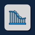 Filled outline Roller coaster icon isolated on blue background. Amusement park. Childrens entertainment playground Royalty Free Stock Photo