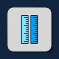 Filled outline Ruler icon isolated on blue background. Straightedge symbol. Vector