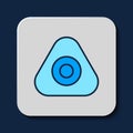 Filled outline Sewing chalk icon isolated on blue background. Vector