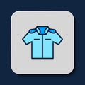 Filled outline Shirt icon isolated on blue background. Vector