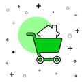 Filled outline Shopping cart with house icon isolated on white background. Buy house concept. Home loan concept, rent Royalty Free Stock Photo