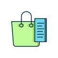 Filled outline Shopping list icon isolated on white background. Flat filled outline style with shadow. Vector Royalty Free Stock Photo