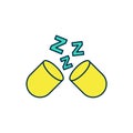 Filled outline Sleeping pill icon isolated on white background. Vector
