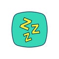 Filled outline Sleepy icon isolated on white background. Sleepy zzz talk bubble. Vector