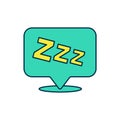 Filled outline Sleepy icon isolated on white background. Sleepy zzz talk bubble. Vector