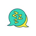 Filled outline Sleepy icon isolated on white background. Sleepy zzz talk bubble. Vector